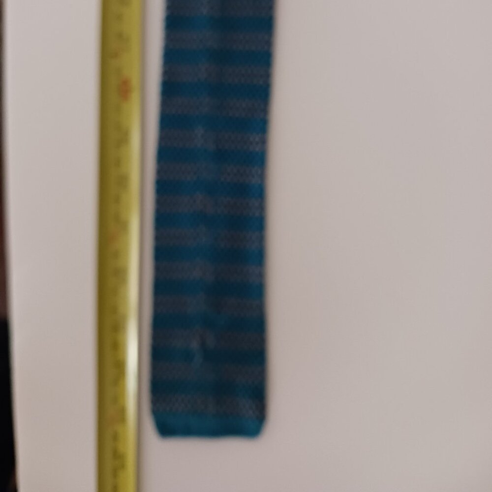 Frank & Oak Men's Necktie Square Tip Teal Green & Black Slim 2.25" X 55' Silk - Picture 6 of 6